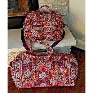 Vera Bradley Large Weekender Bag & Travel Duffel Bag in RETIRED Safari Sunset